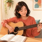 女性がギターを新しい趣味として始めるtake upのイメージ