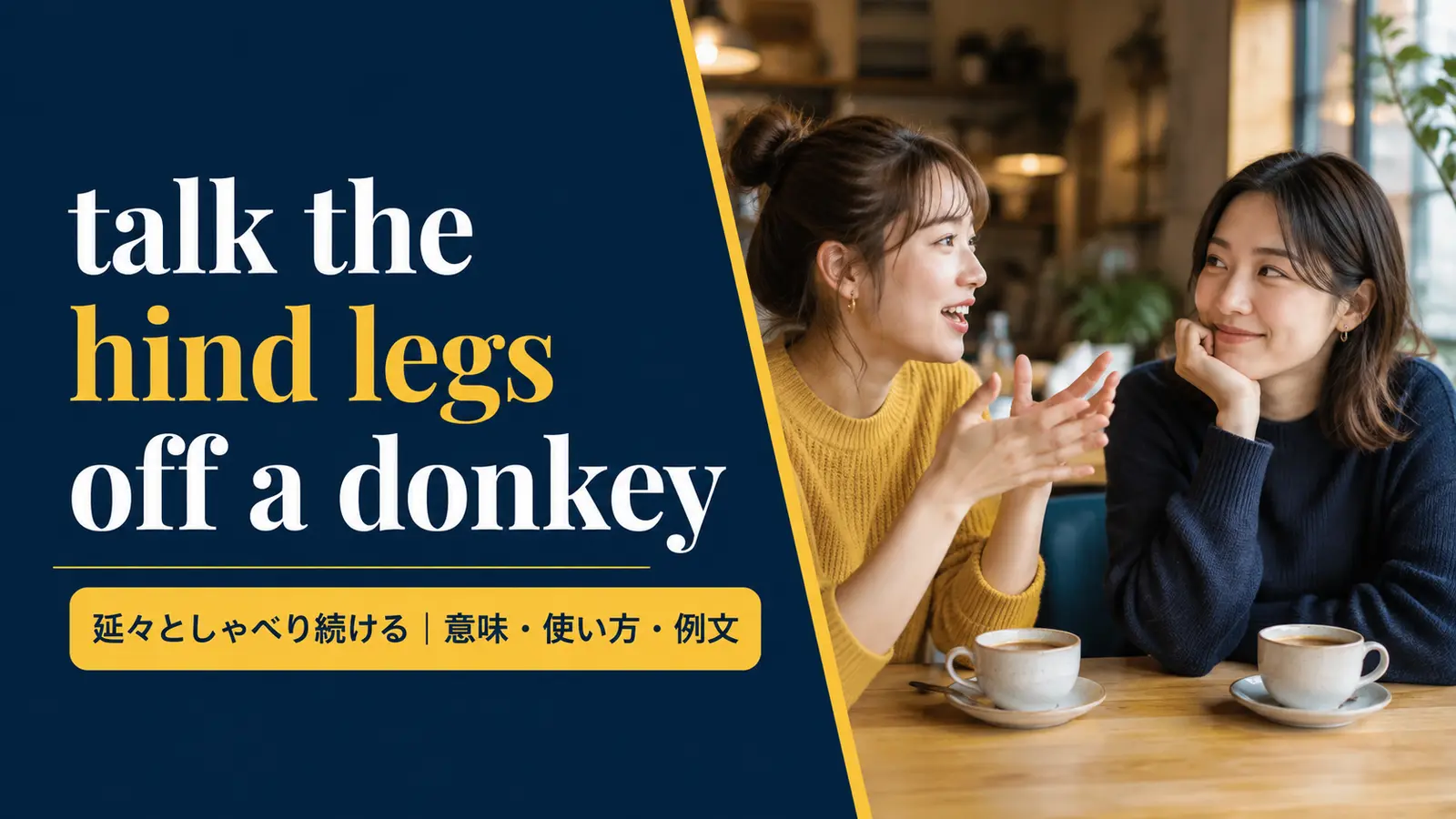 talk the hind legs off a donkeyの意味は？使い方・ニュアンス・例文と簡単な言い換え