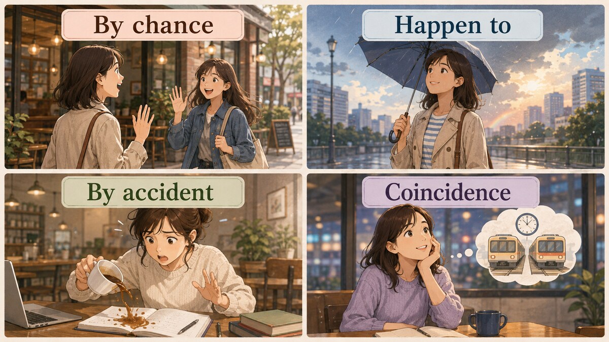 たまたまを表すBy chance・Happen to・By accident・Coincidenceの使い分け