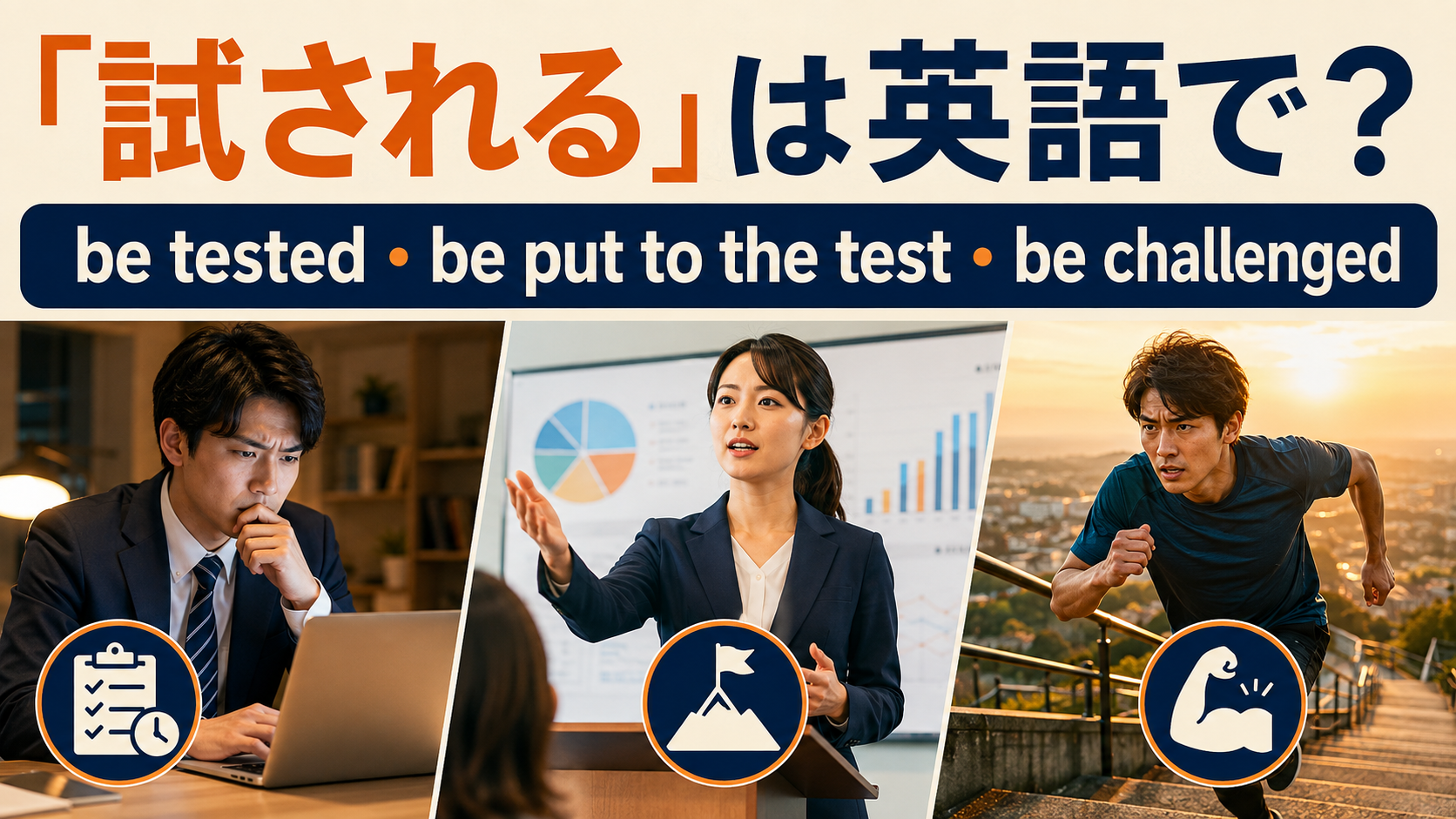 試されるは英語で?be tested・be put to the test・be challengedの違い