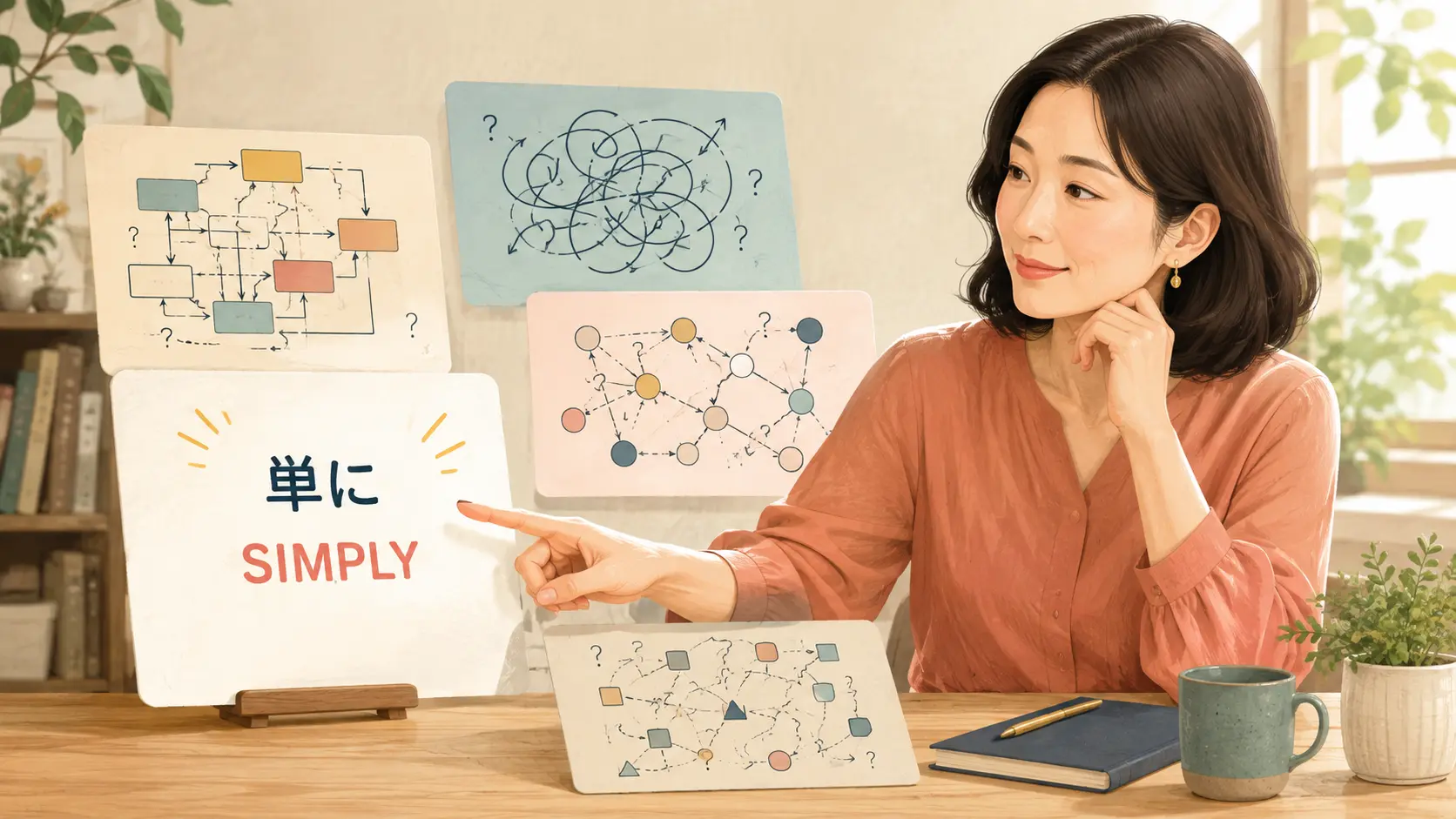 「単に」を英語のsimplyで表すイラスト