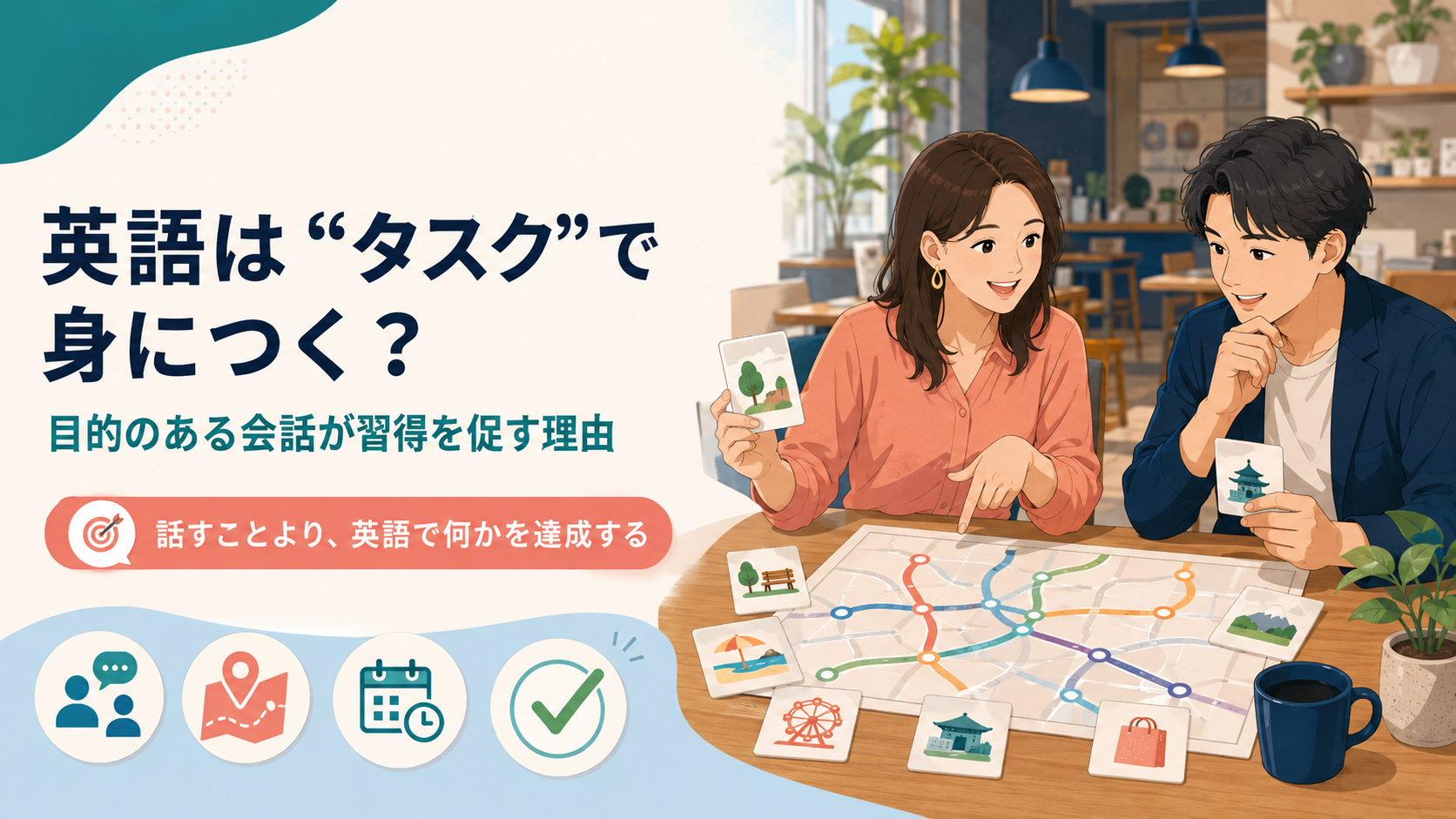 目的のある英語タスクで地図を使って相談する大人の学習者