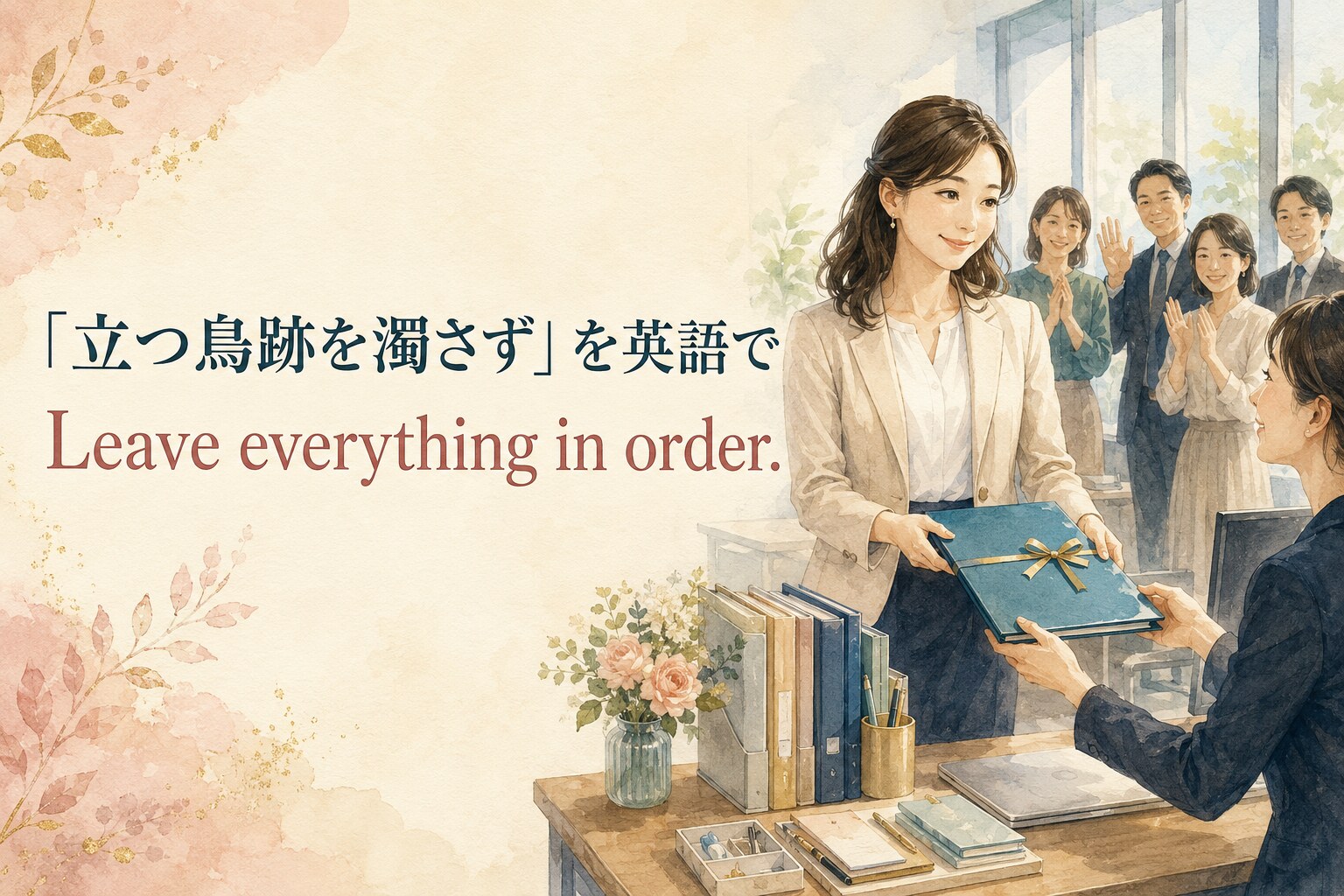 「立つ鳥跡を濁さず」を英語で表す Leave everything in order. のアイキャッチ