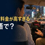 高いタクシー料金を見て運転手に確認する乗客