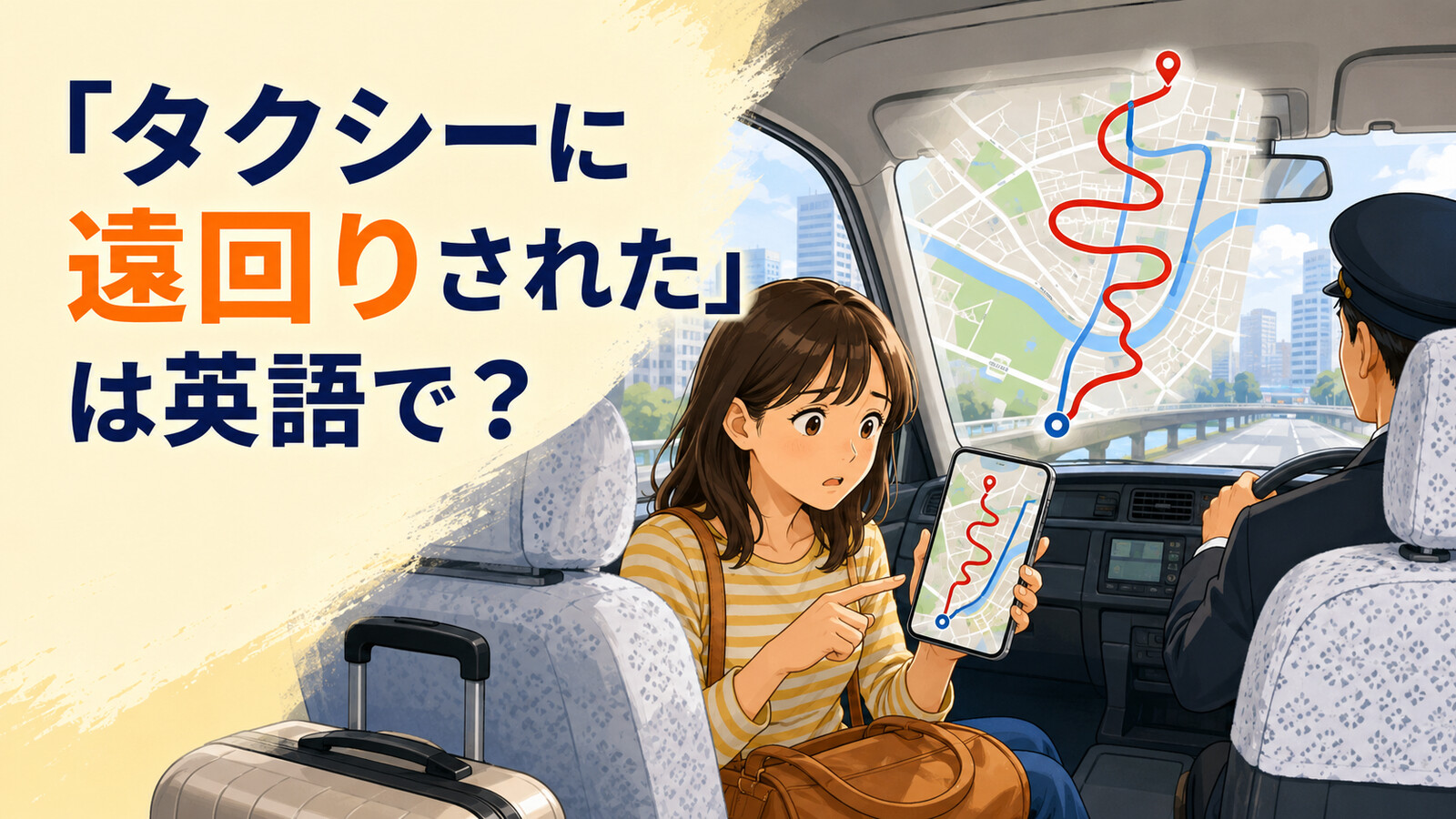 「タクシーに遠回りされた」は英語で?スマホの地図で長いルートに気づく旅行者