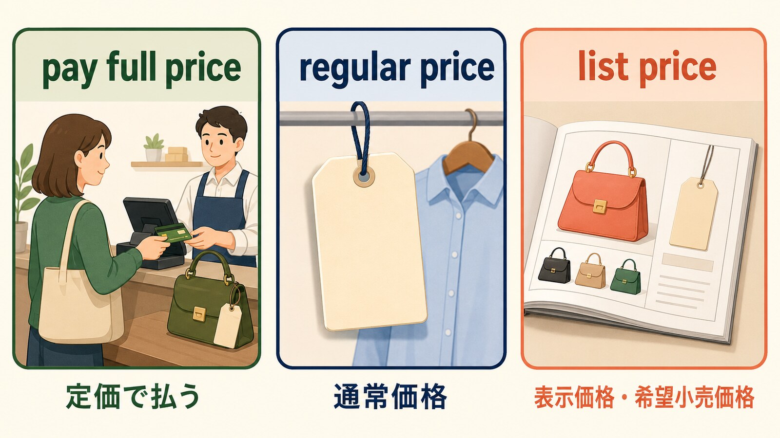 pay full price・regular price・list priceの違い