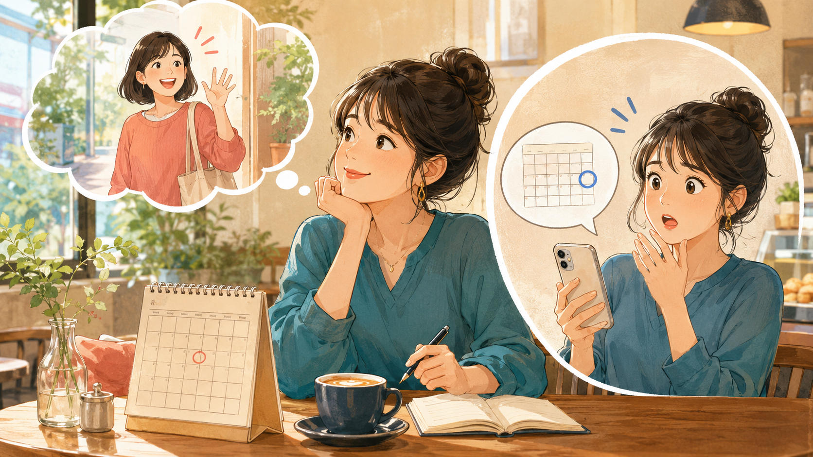 「てっきり」の英語表現を学ぶ人が思い込みと現実の違いに気づくイラスト