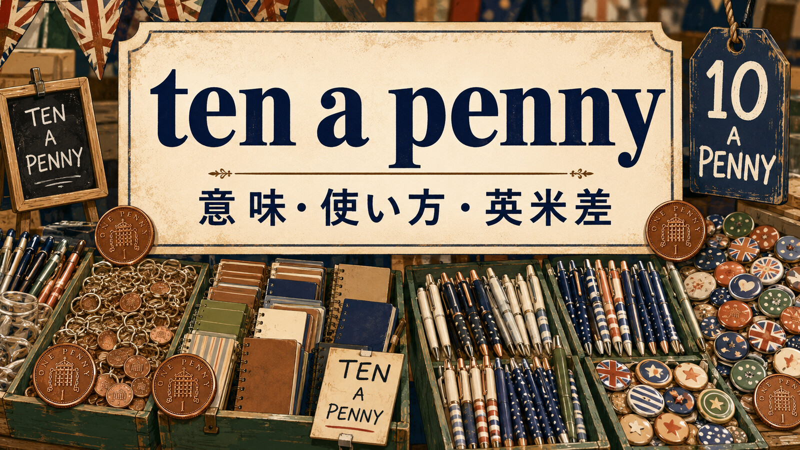 ten a pennyの意味は？「ありふれている」の使い方とa dime a dozenとの違い