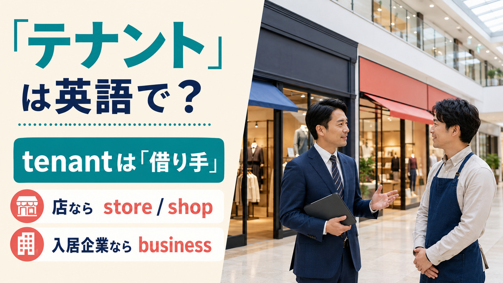 「テナント」は英語で?tenant・store・shop・businessの違い