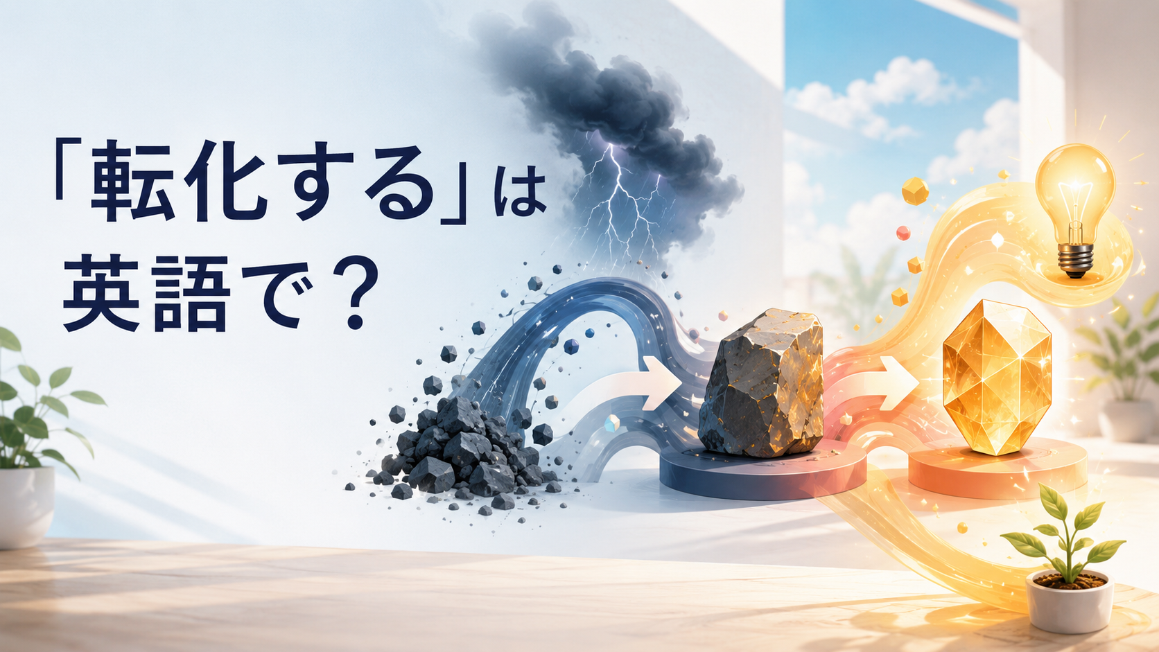 「転化する」は英語で？turn intoなどの表現を解説するアイキャッチ