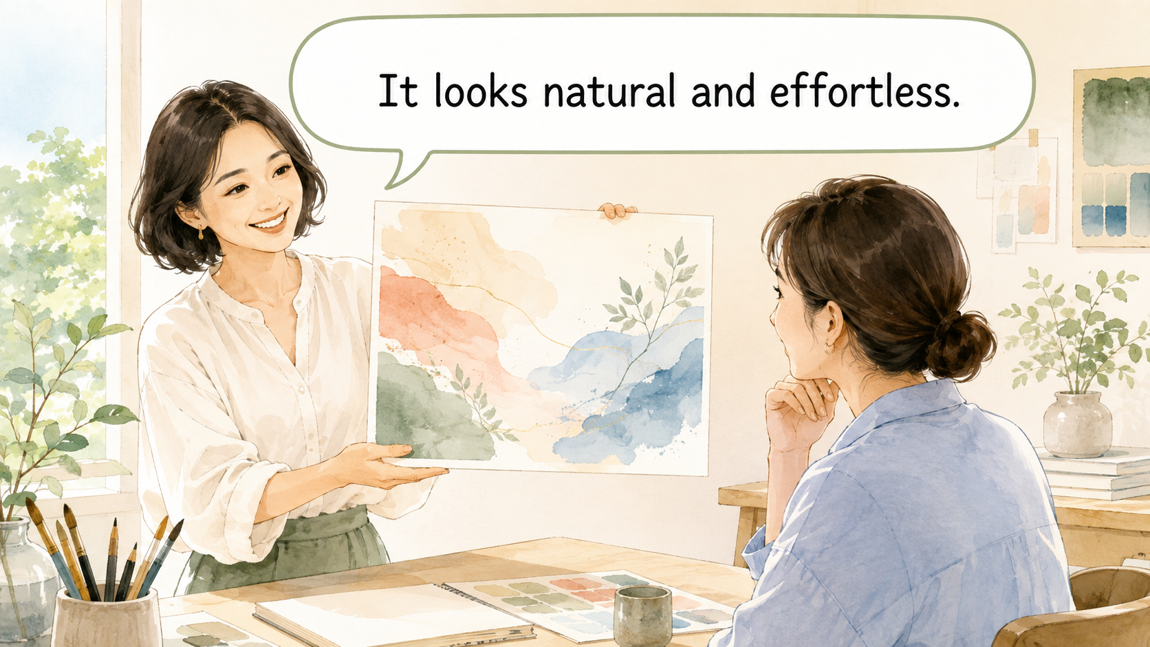 It looks natural and effortless.で天衣無縫を説明するイラスト
