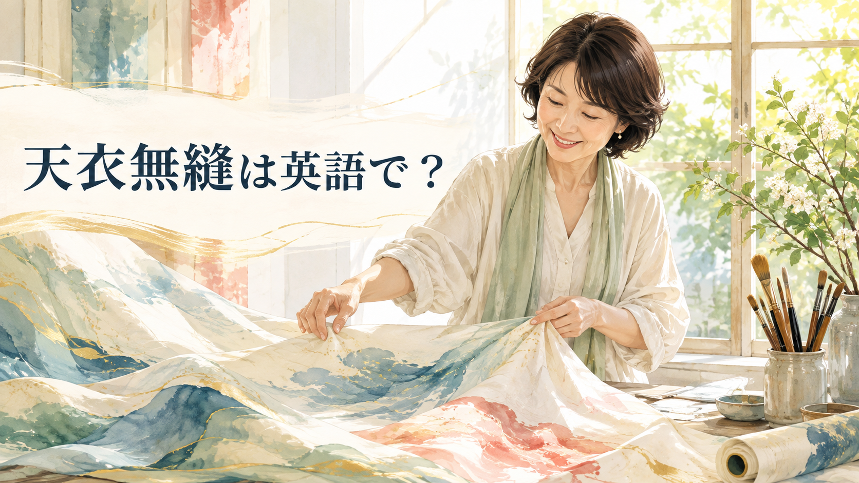 天衣無縫を表す、自然体で美しい布作品を作る女性