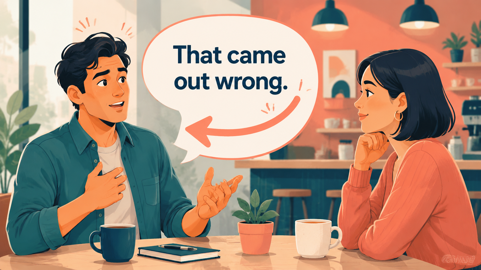 That came out wrong.の意味と使い方を表す英会話イラスト