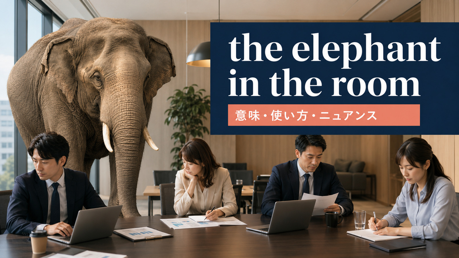 the elephant in the roomの意味は？使い方・例文とwhite elephantとの違い