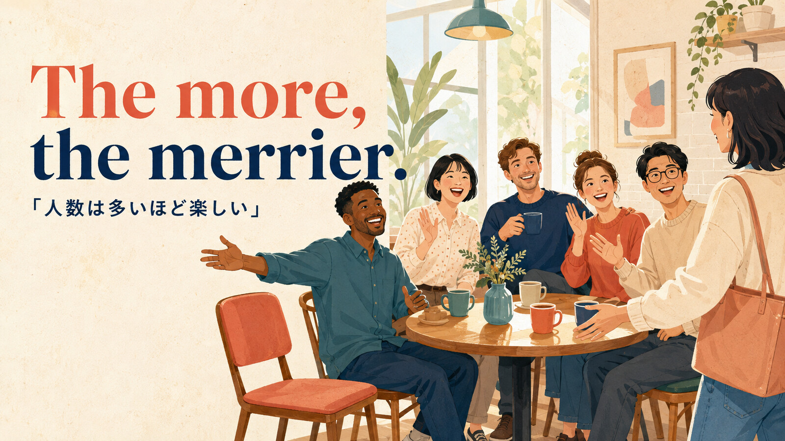 The more, the merrier.の意味は？「人数は多いほど楽しい」の使い方と例文