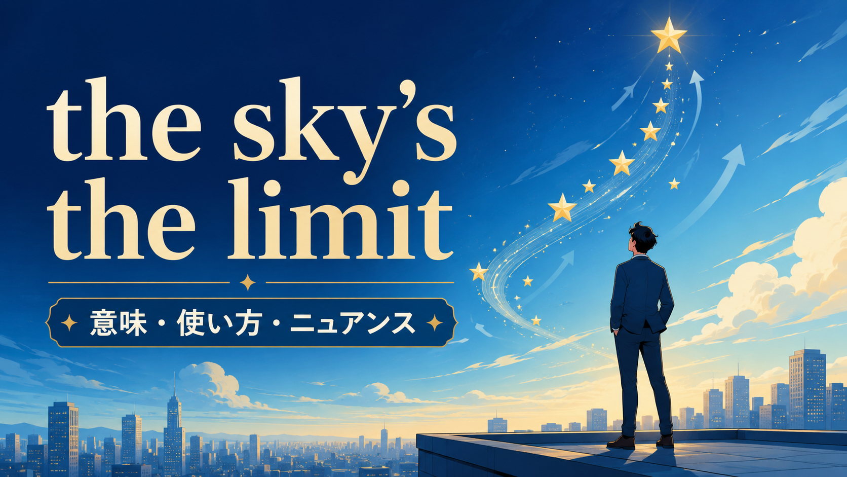 The sky’s the limit.の意味は？「可能性は無限大」の使い方と例文
