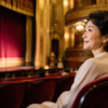 劇場の客席で開演を待つ大人の女性
