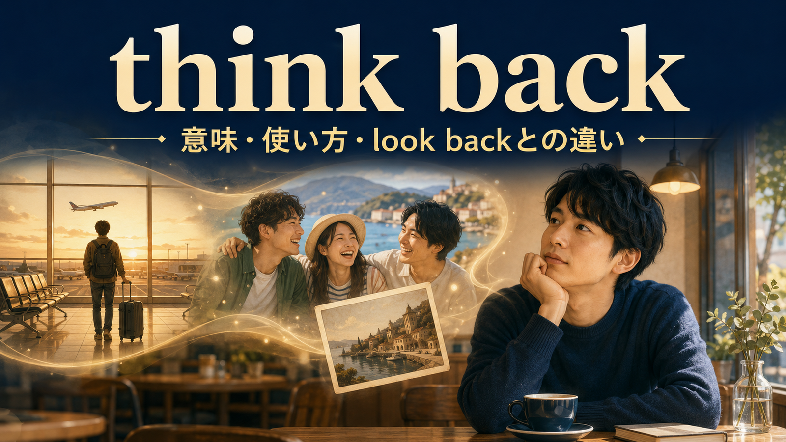 think backの意味・使い方・look backとの違いを解説するアイキャッチ画像