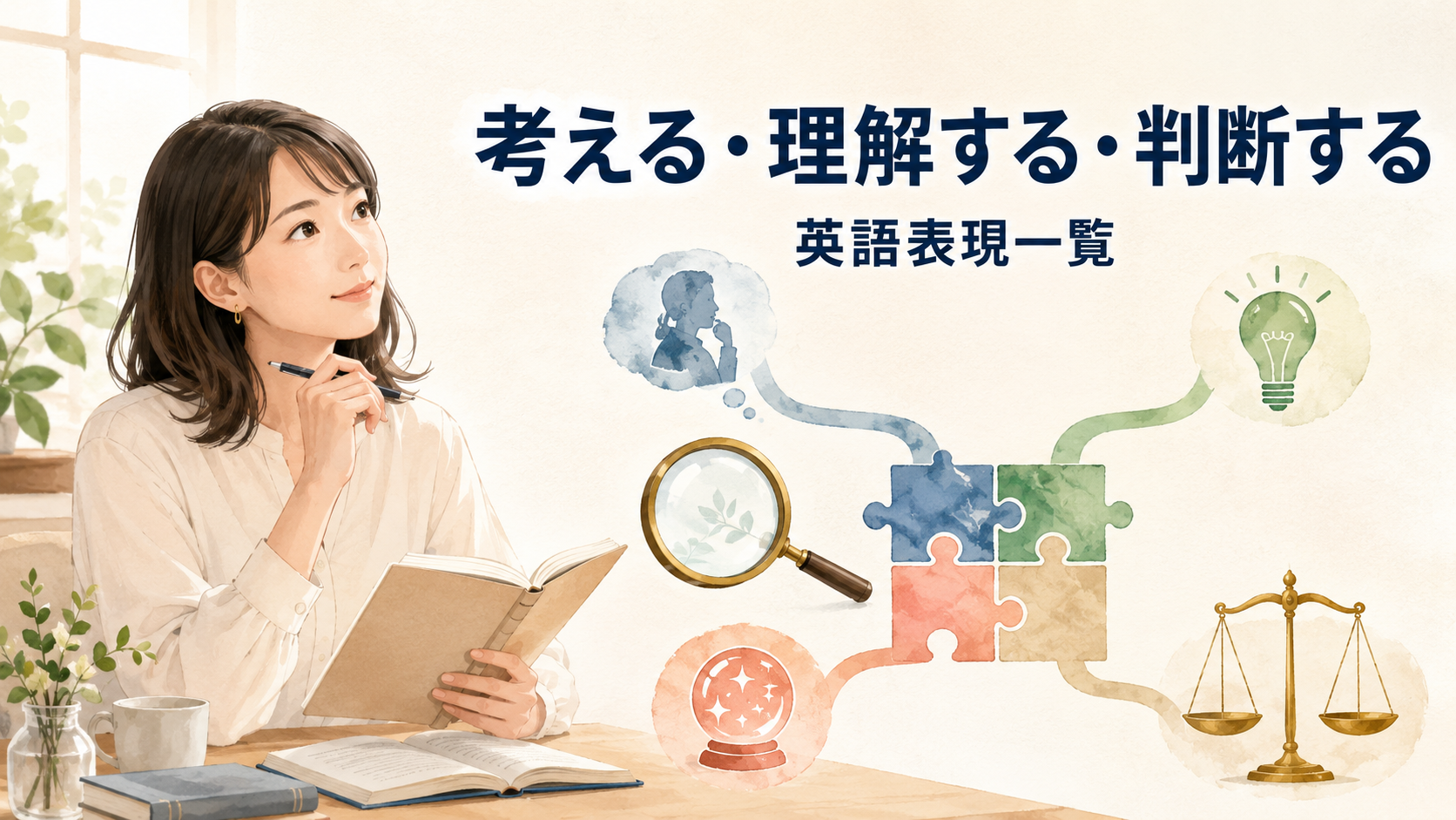 考える・理解する・判断する英語表現一覧のアイキャッチ画像