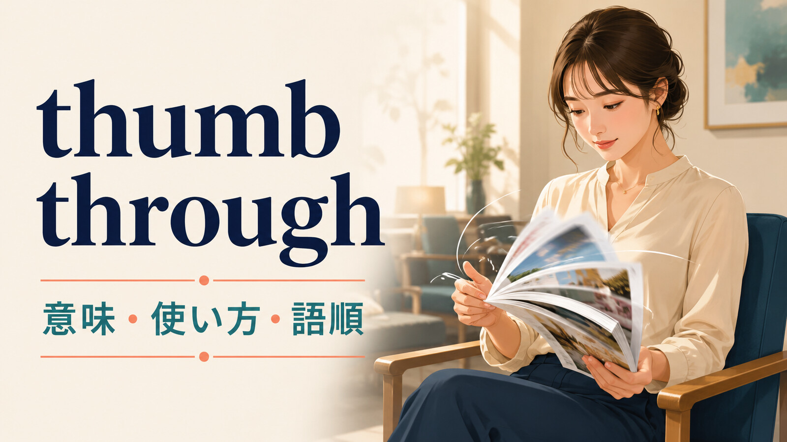 thumb throughの意味・使い方・語順を示すアイキャッチ画像