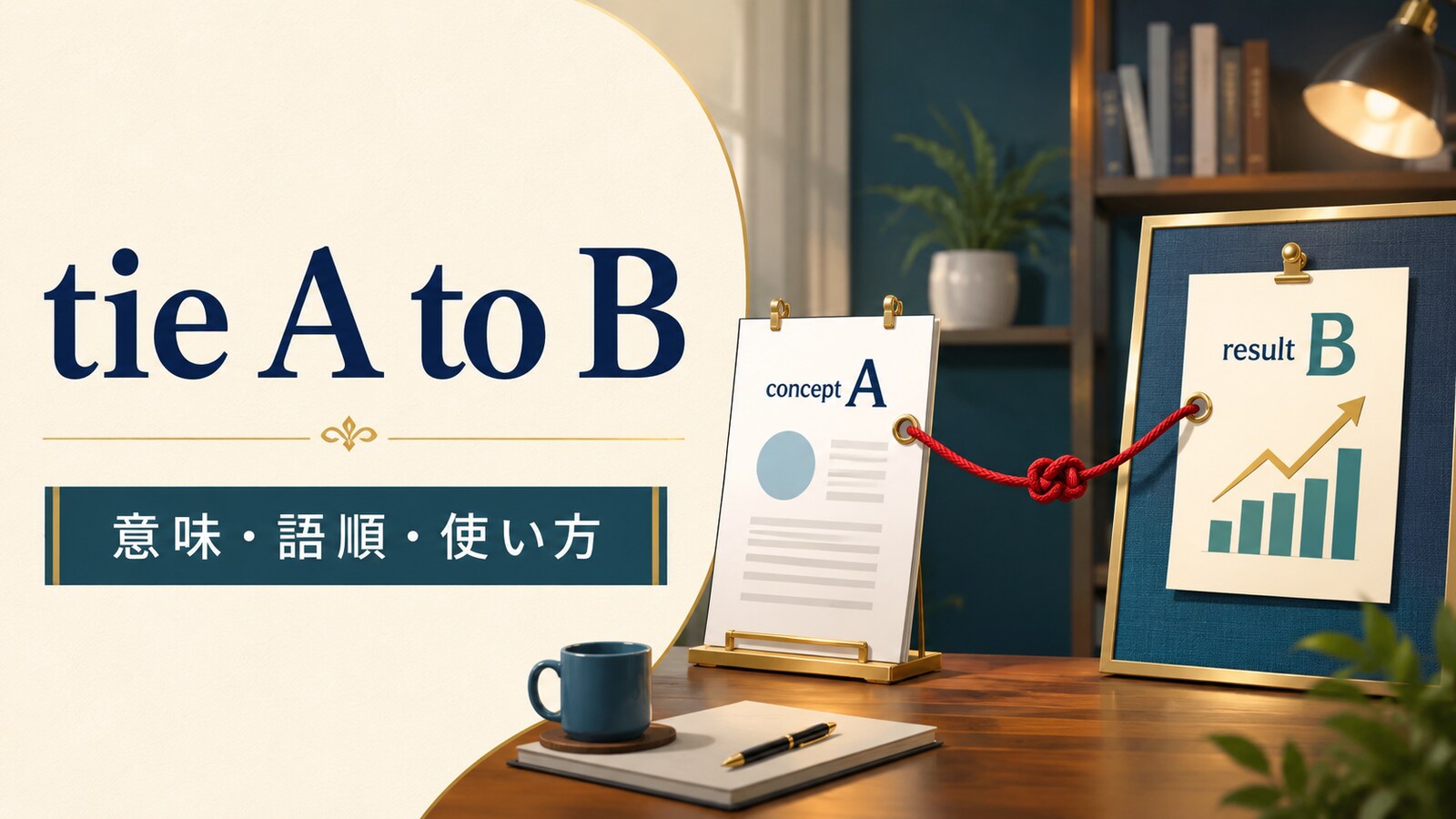 tie A to Bの意味・語順・使い方を解説するアイキャッチ画像