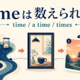 time、a time、timesを流れる時間、一回、回数で比較したアイキャッチ
