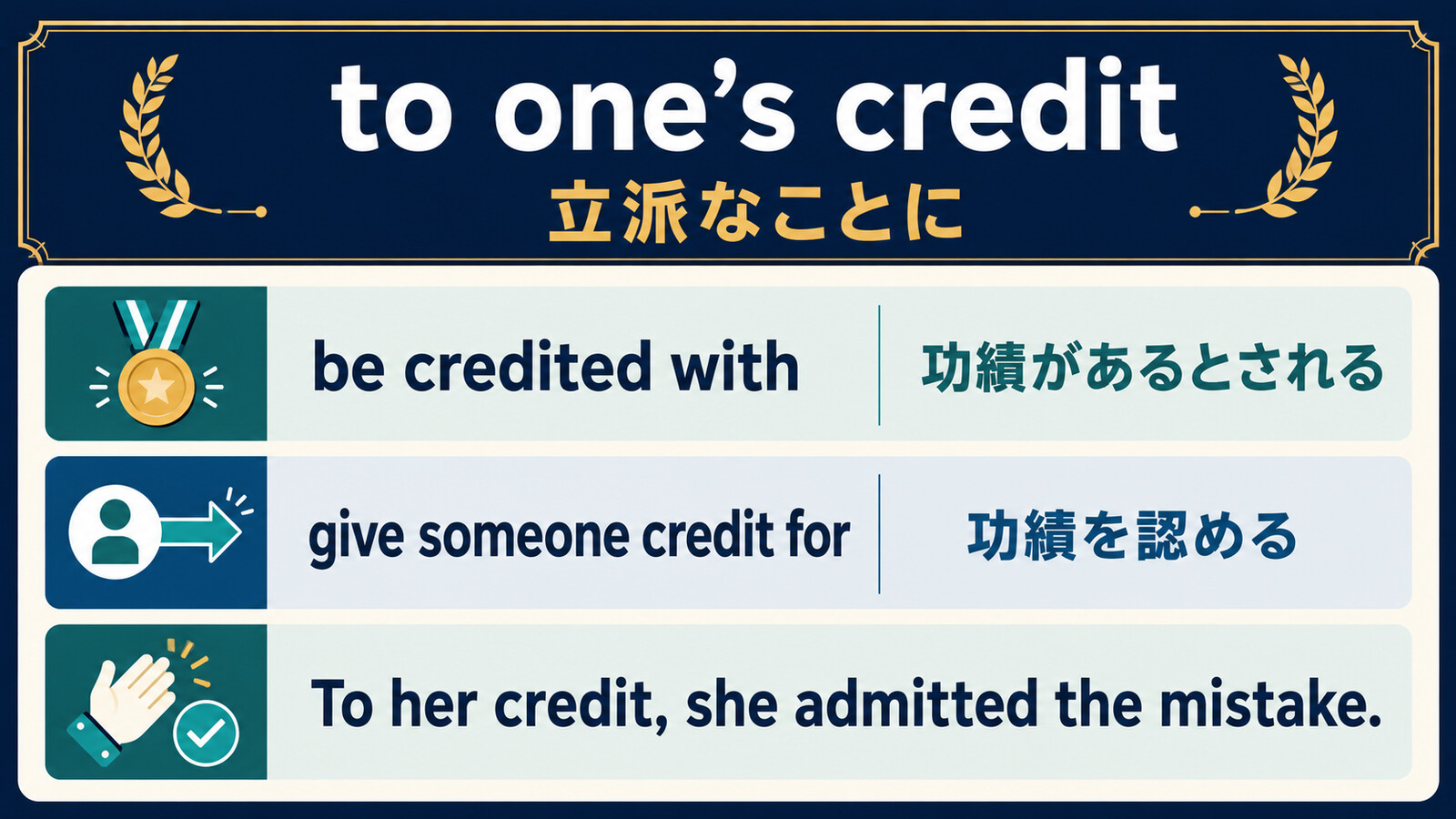 to one’s credit・be credited with・give someone credit forの違い