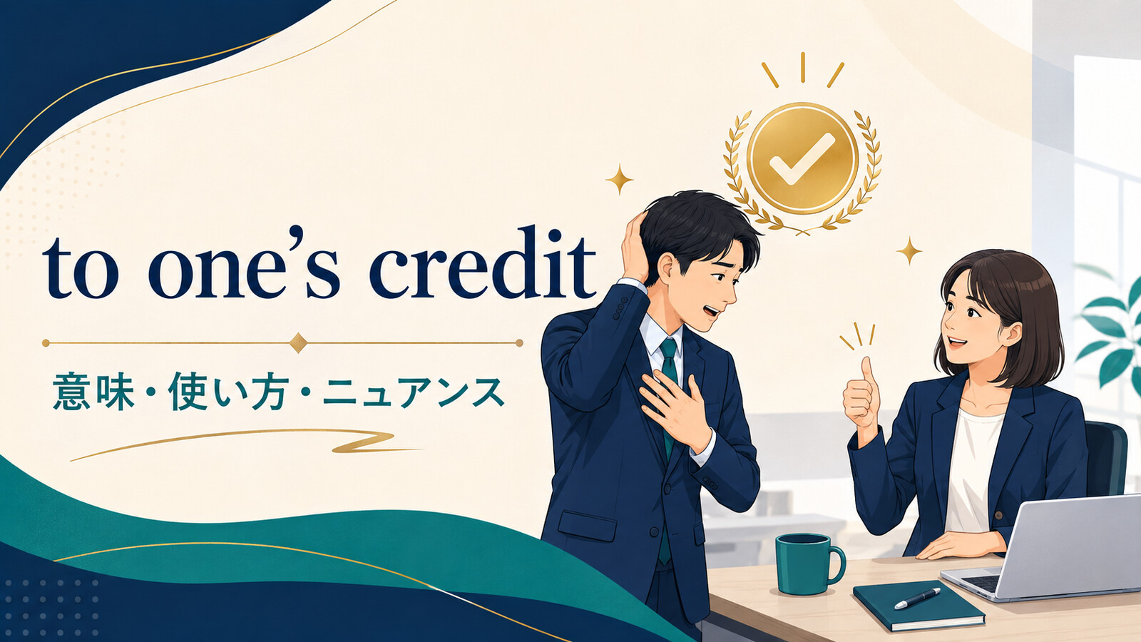 to one’s creditの意味・使い方・ニュアンスを解説するアイキャッチ画像