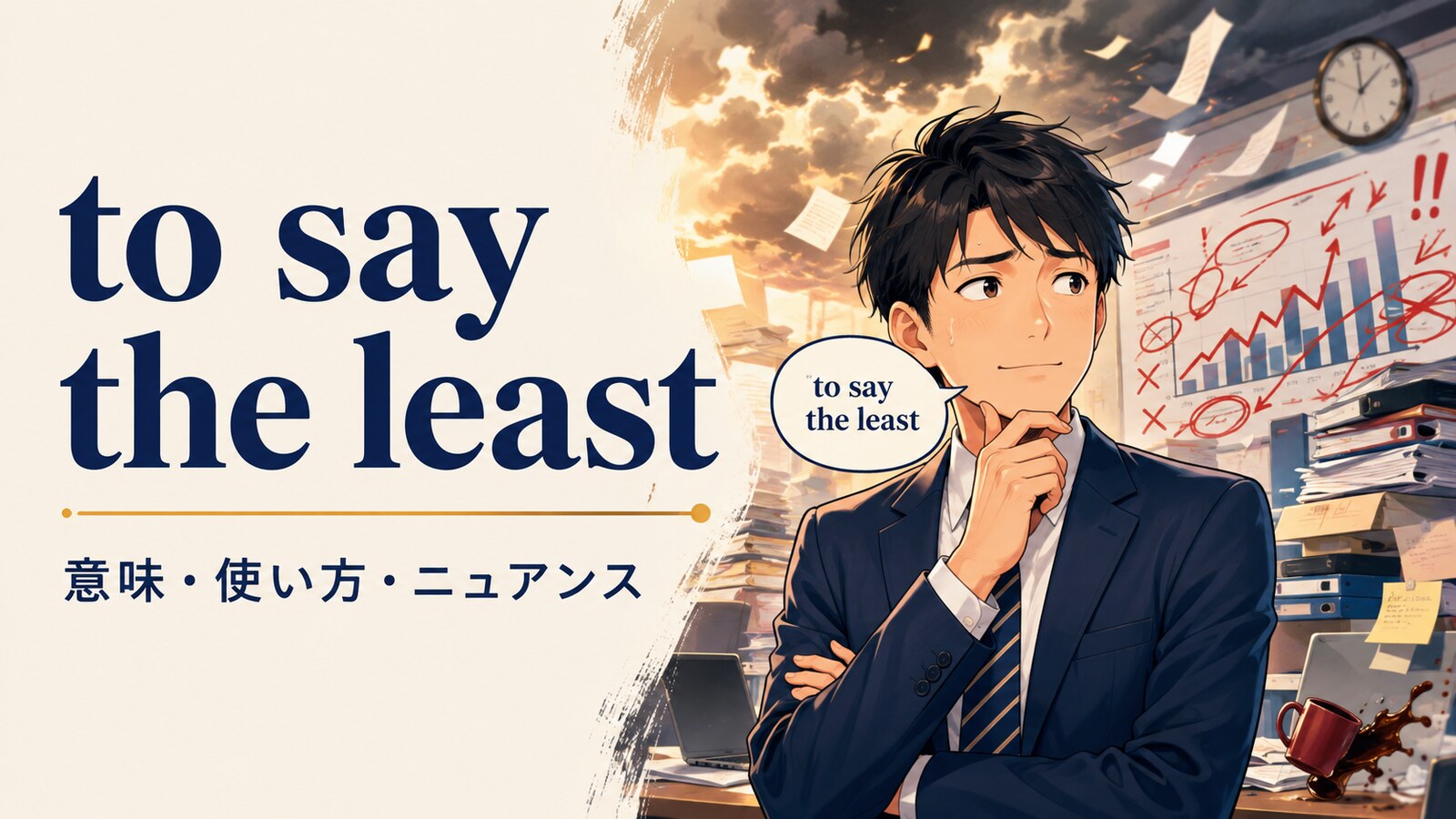 to say the leastの意味・使い方・ニュアンスを解説するアイキャッチ画像