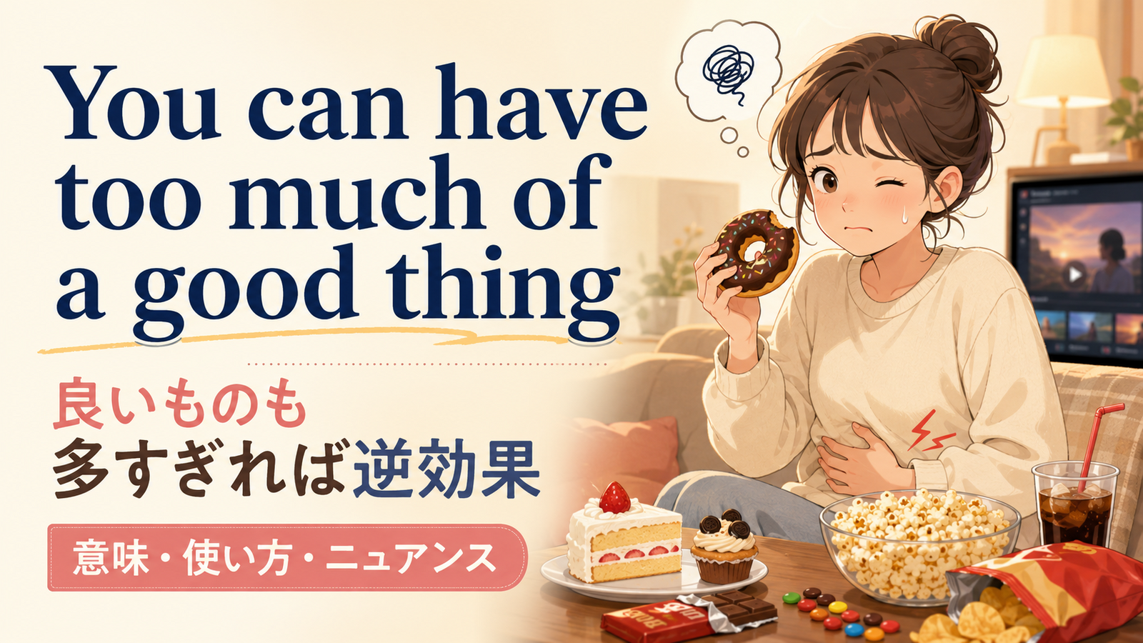 You can have too much of a good thingの意味は？使い方・ニュアンス・例文と簡単な言い換え