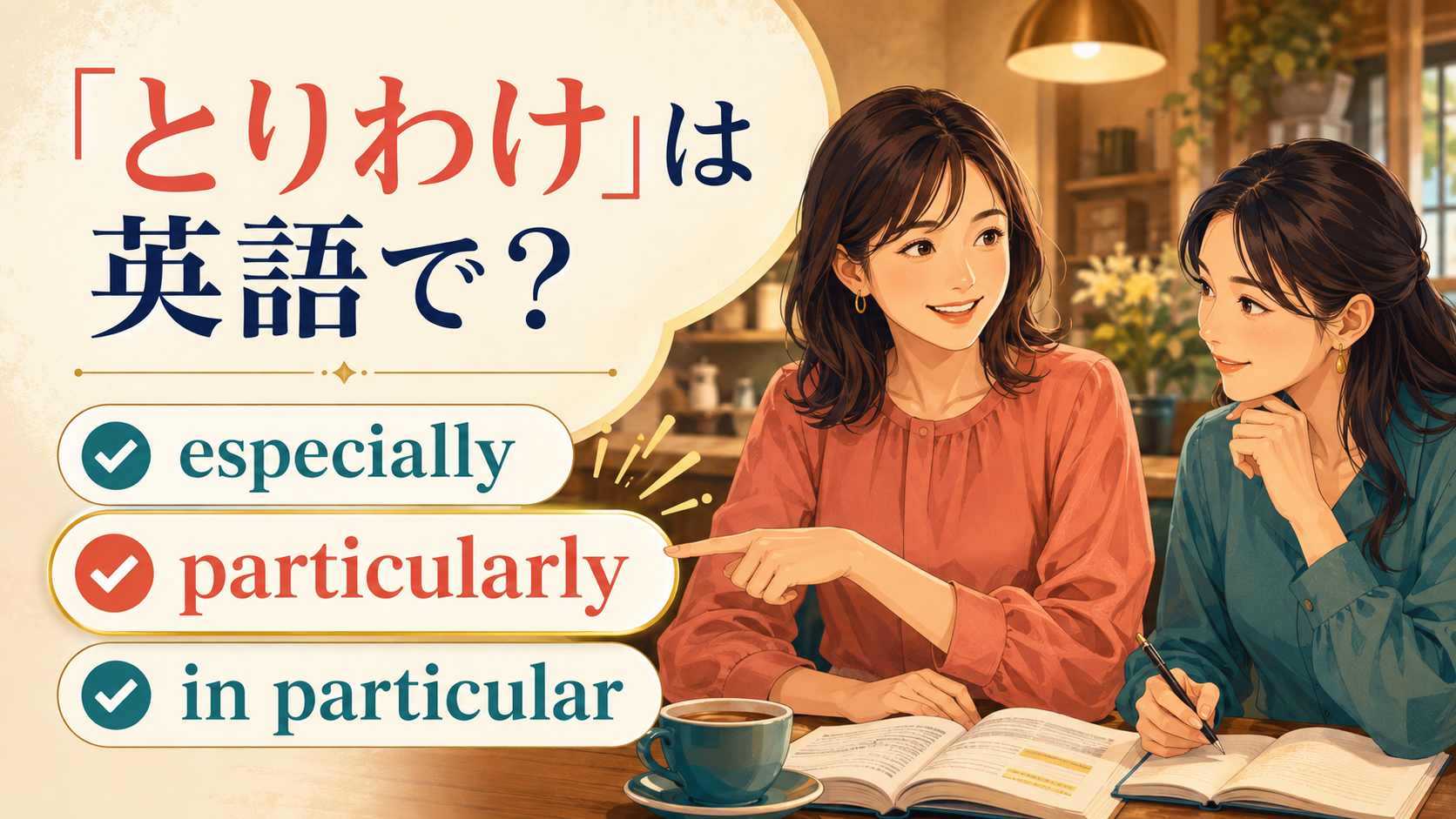 「とりわけ」は英語で？especially・particularly・in particularの違い