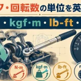 エンジン・トルクレンチ・回転計でN·m・kgf·m・lb-ft・rpmを表すイラスト