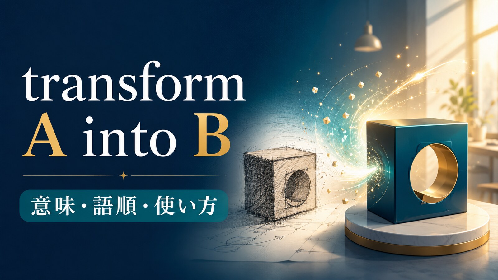 transform A into Bの意味・語順・使い方を解説するアイキャッチ画像