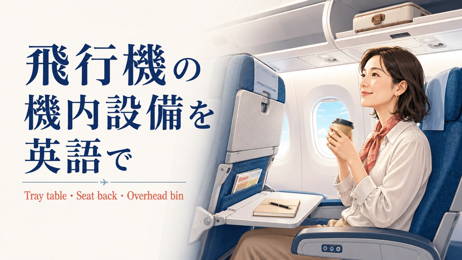 Tray table・Seat back・Overhead binの意味｜飛行機の機内設備を英語で
