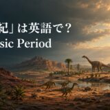 三畳紀は英語でTriassic Periodと表すことを示す先史時代の風景