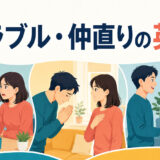 人間関係の言い争い・謝罪・仲直りを示すイラスト