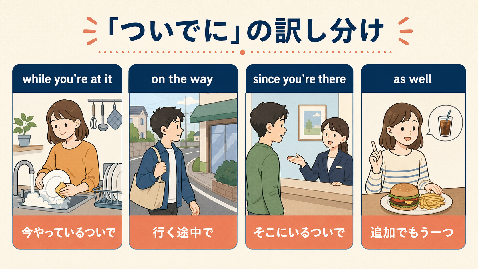 while you’re at it・on the way・since you’re there・as wellの使い分け