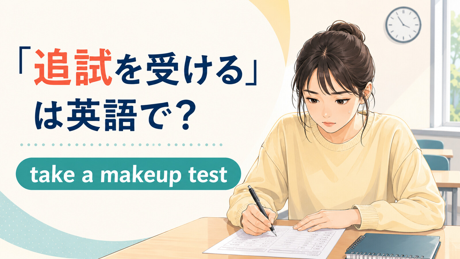 「追試を受ける」は英語で？take a makeup test・retakeの違いと簡単な言い換え