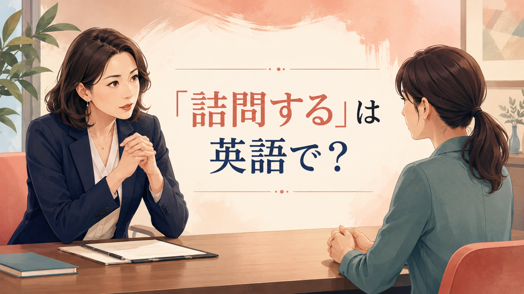 「詰問する」は英語で？と厳しく問いかける場面