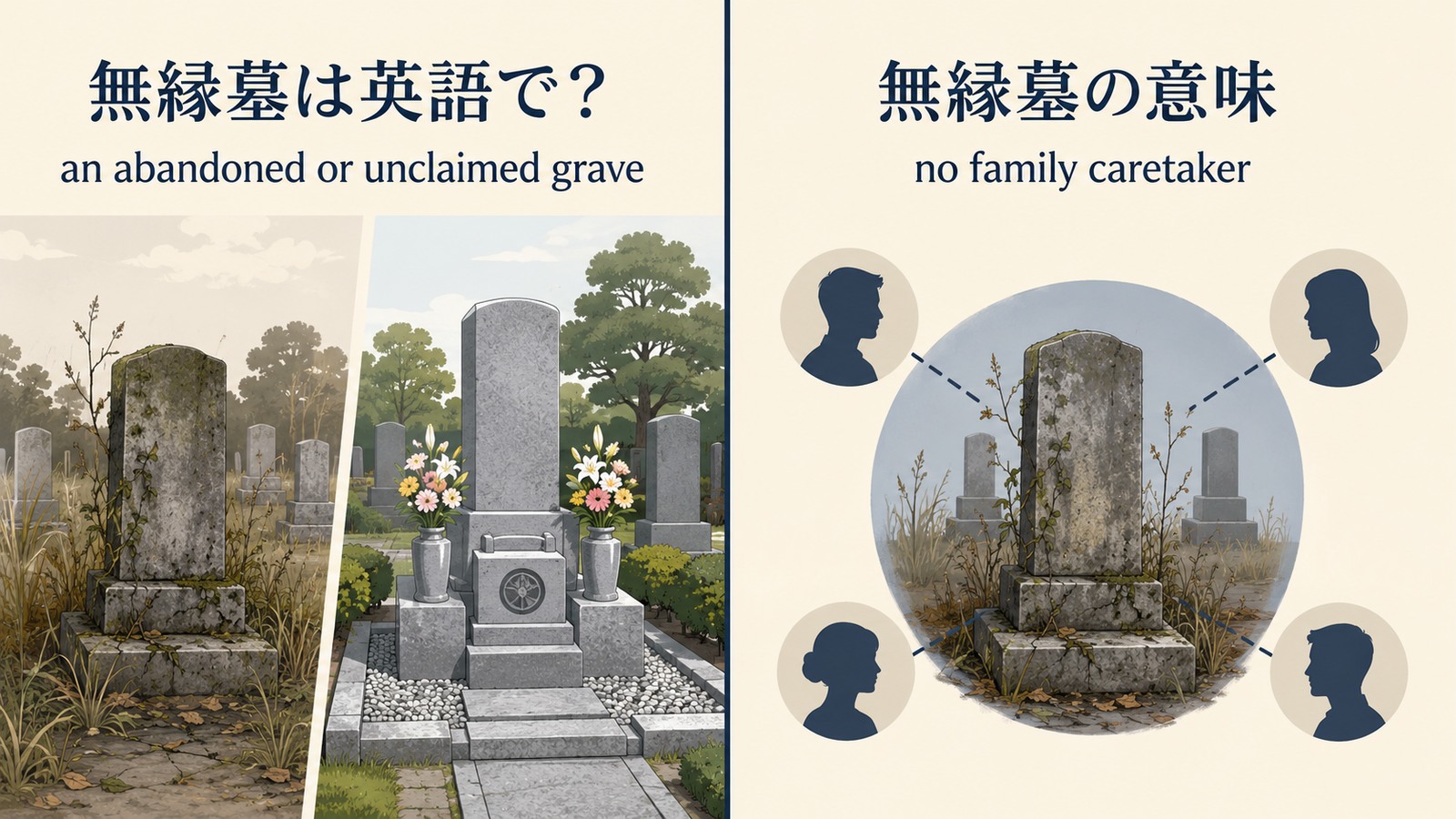 「無縁墓」は英語で？an abandoned graveの意味・使い方・文化差と例文