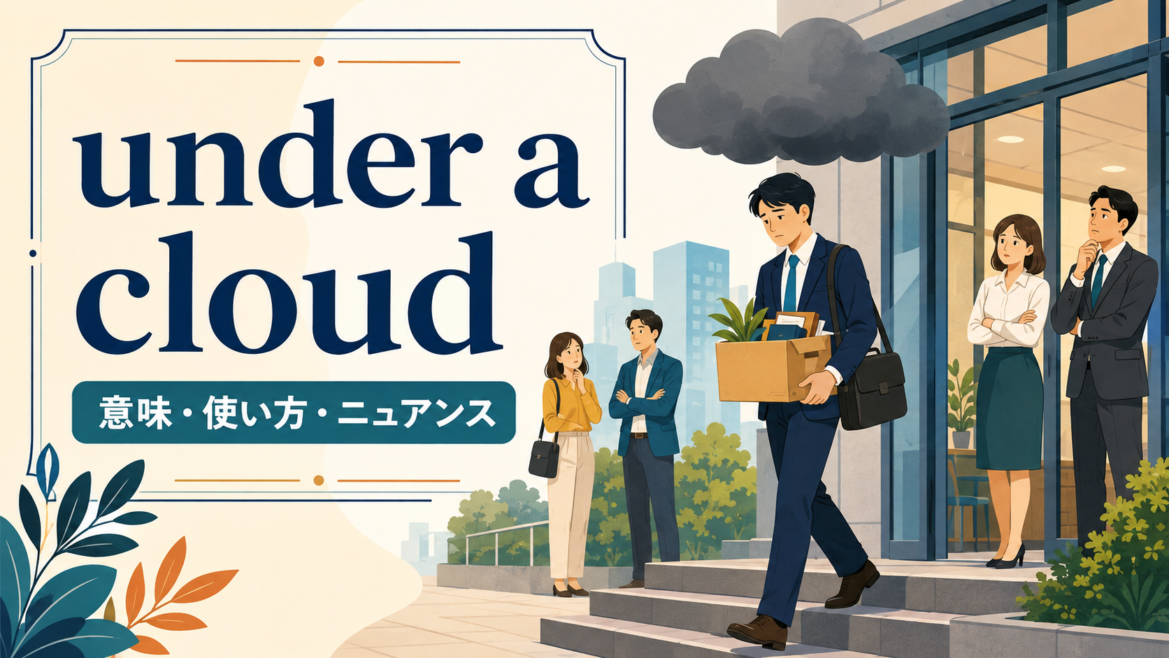 under a cloudの意味・使い方・ニュアンスを表すアイキャッチ画像