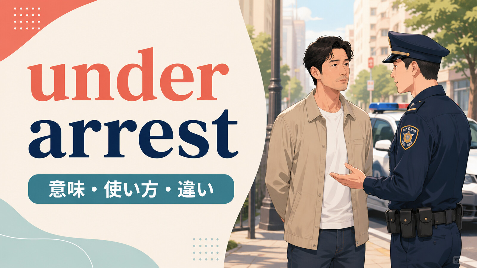 under arrestの意味・使い方と類似表現との違いを解説するアイキャッチ画像