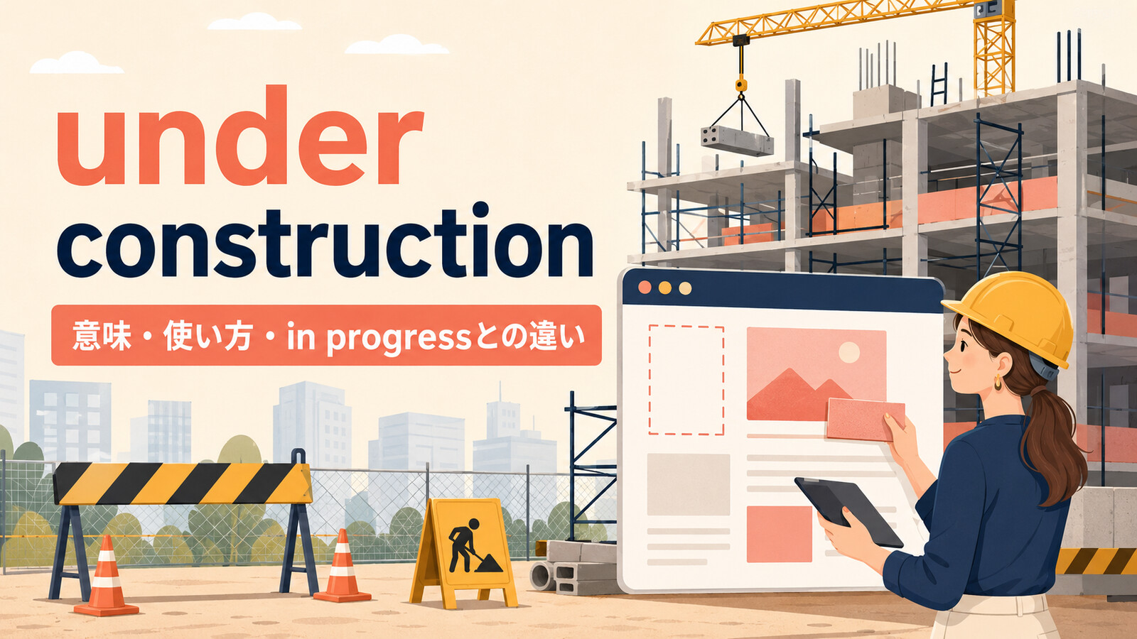 under constructionの意味と使い方、in progressとの違いを解説するアイキャッチ画像
