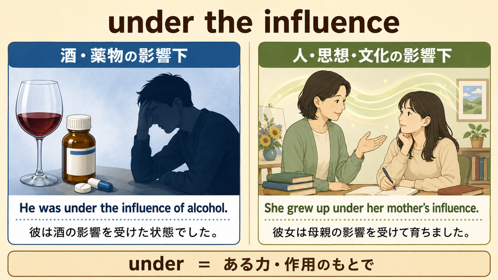 under the influenceの酒・薬物と人・思想・文化の2つの意味
