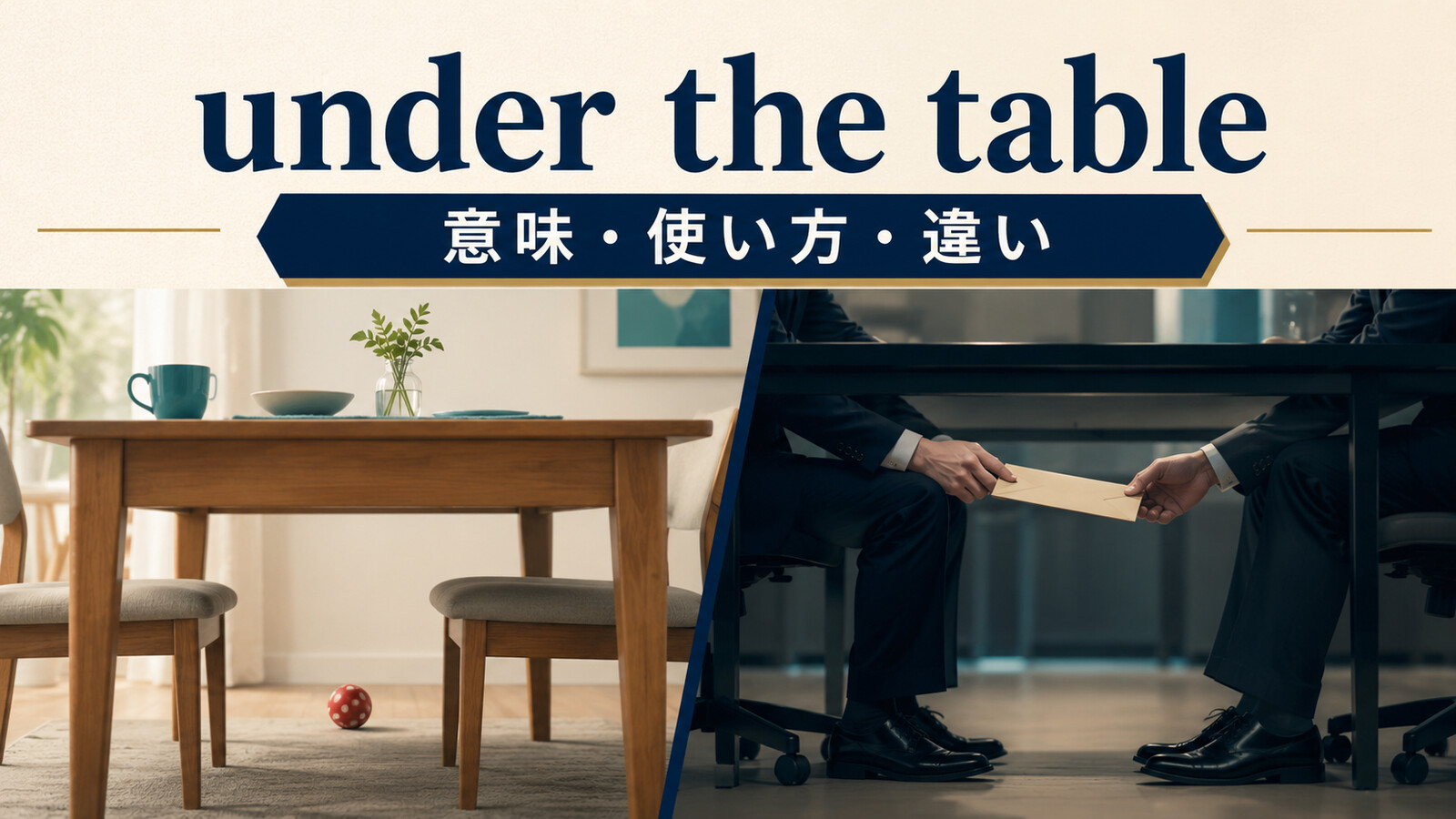 under the tableの意味は？「内密に・不正な支払い」の使い方と違い
