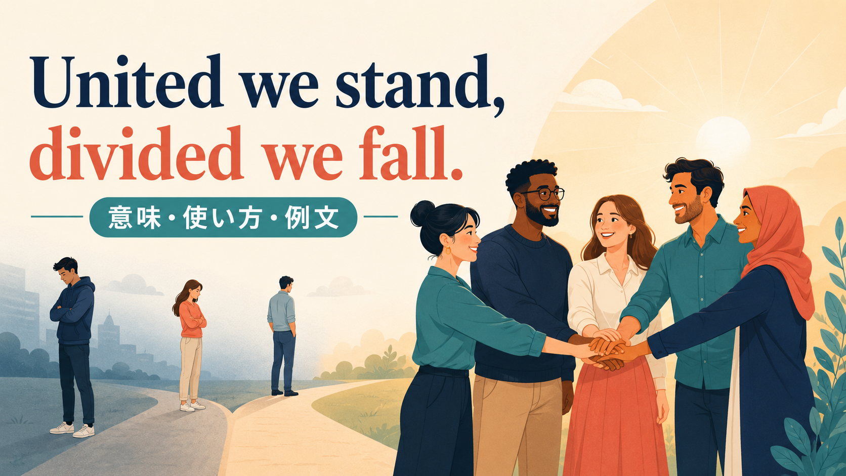 United we stand, divided we fall.の意味は？団結を表す使い方と例文