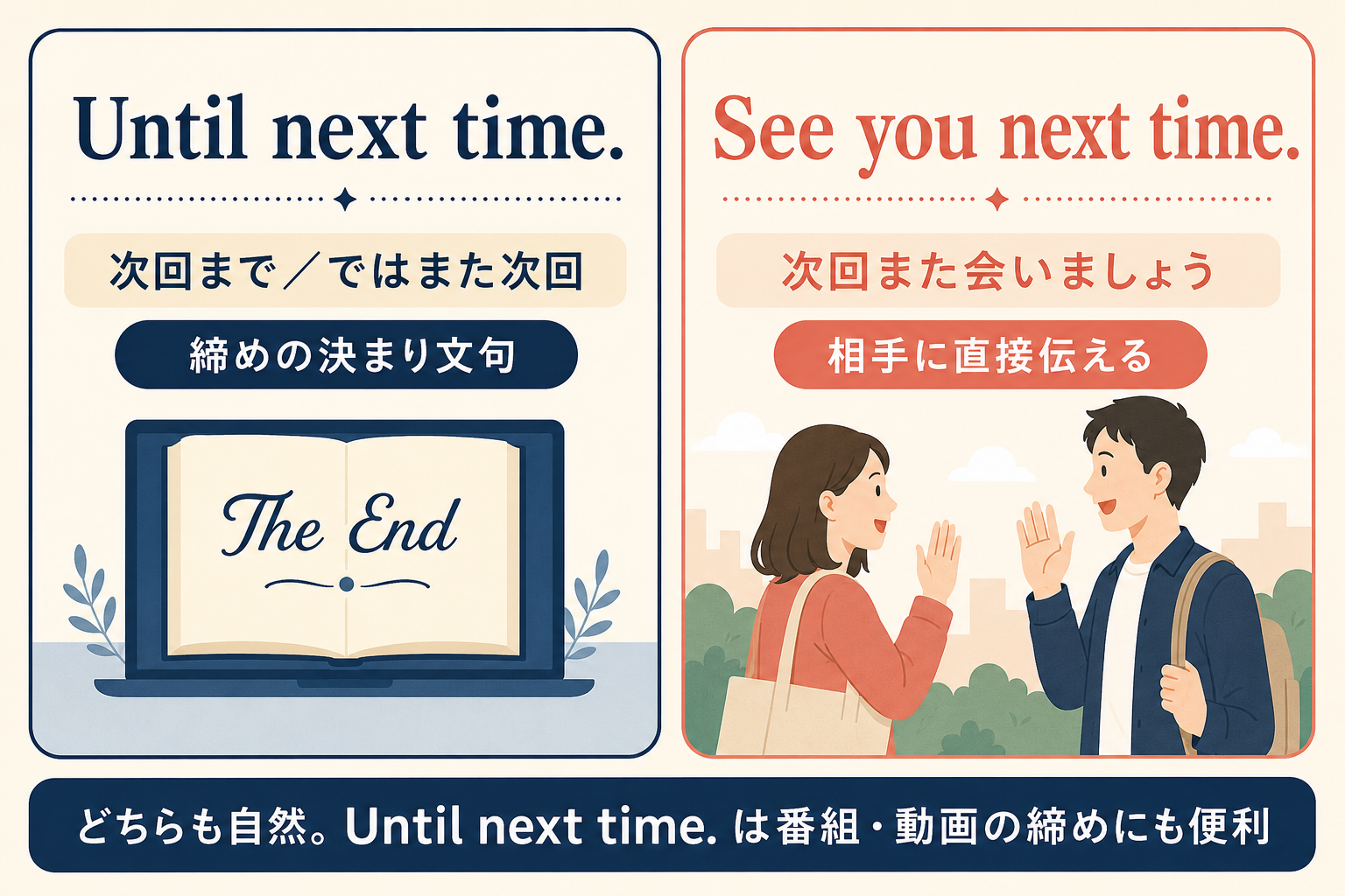 Until next time. と See you next time. の意味とニュアンスの違い