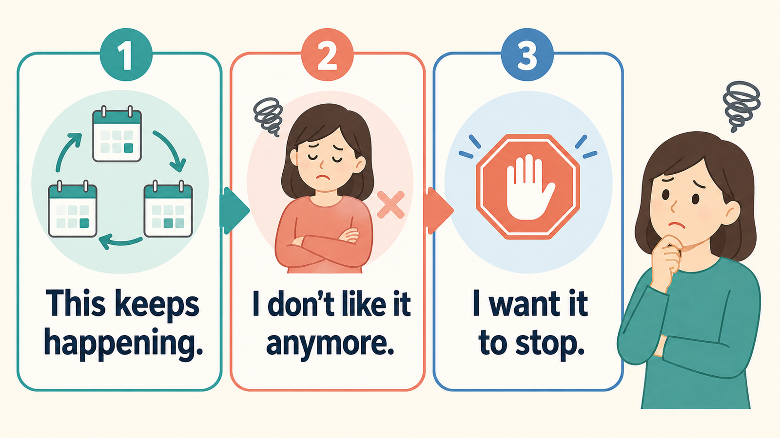 うんざりする気持ちをThis keeps happeningなど簡単な英語で伝える3ステップ
