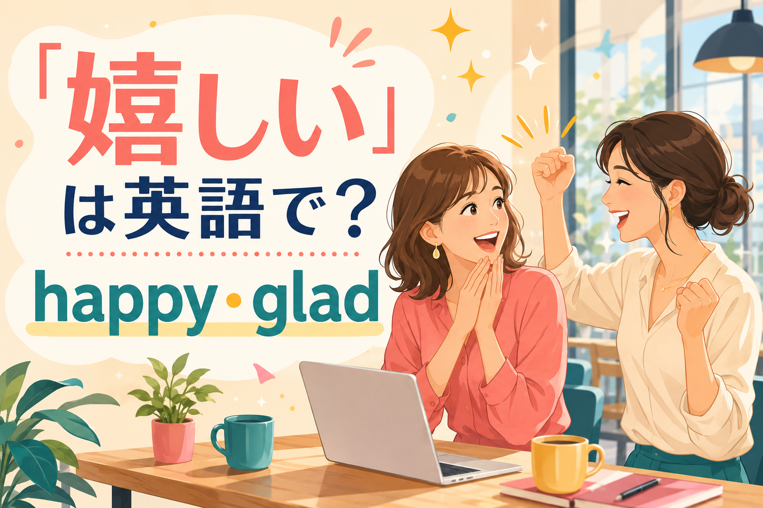 「嬉しい」は英語で?happyとgladを解説するアイキャッチ