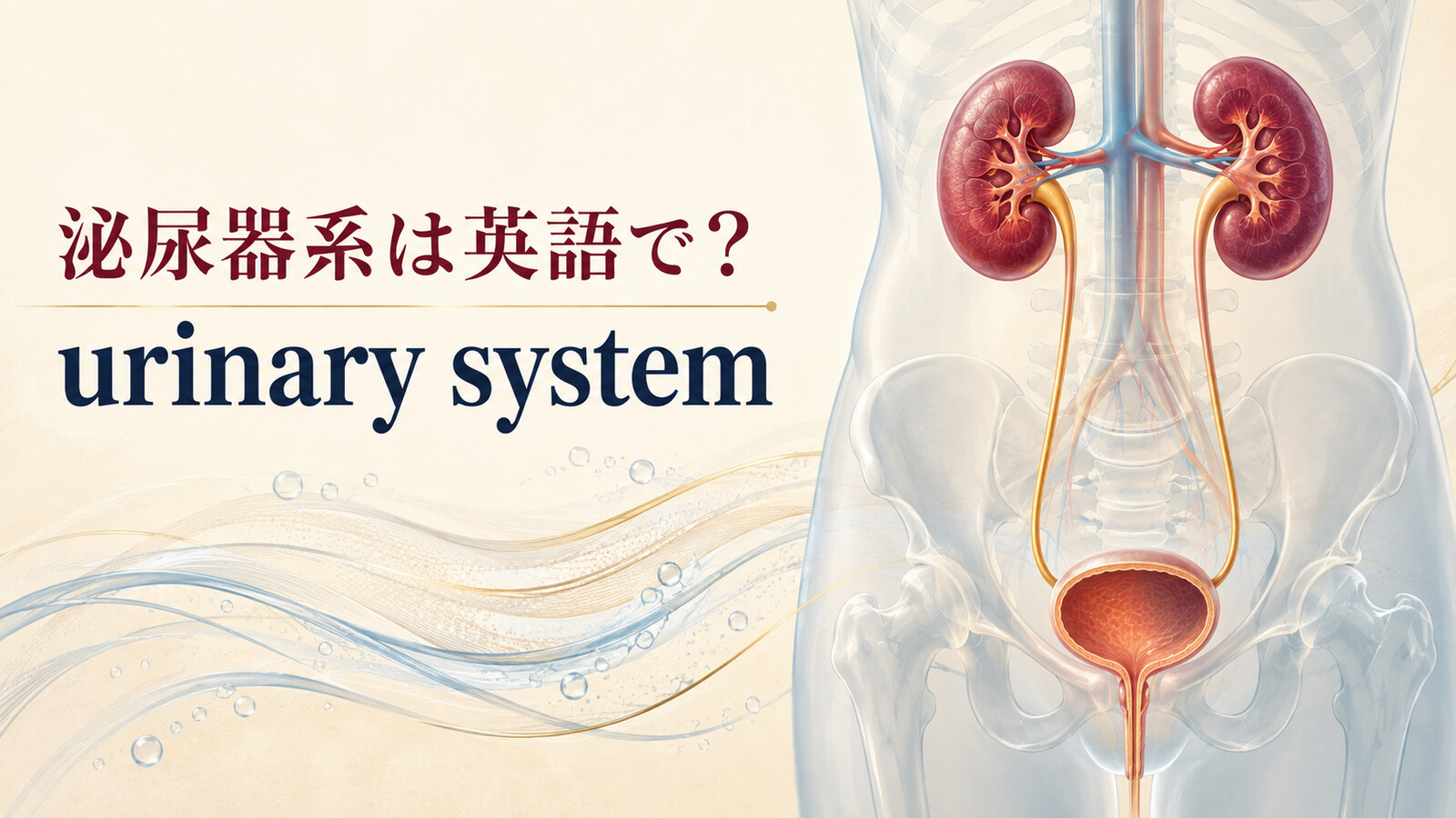 泌尿器系は英語で？urinary systemと腎臓・尿管・膀胱・尿道を図解